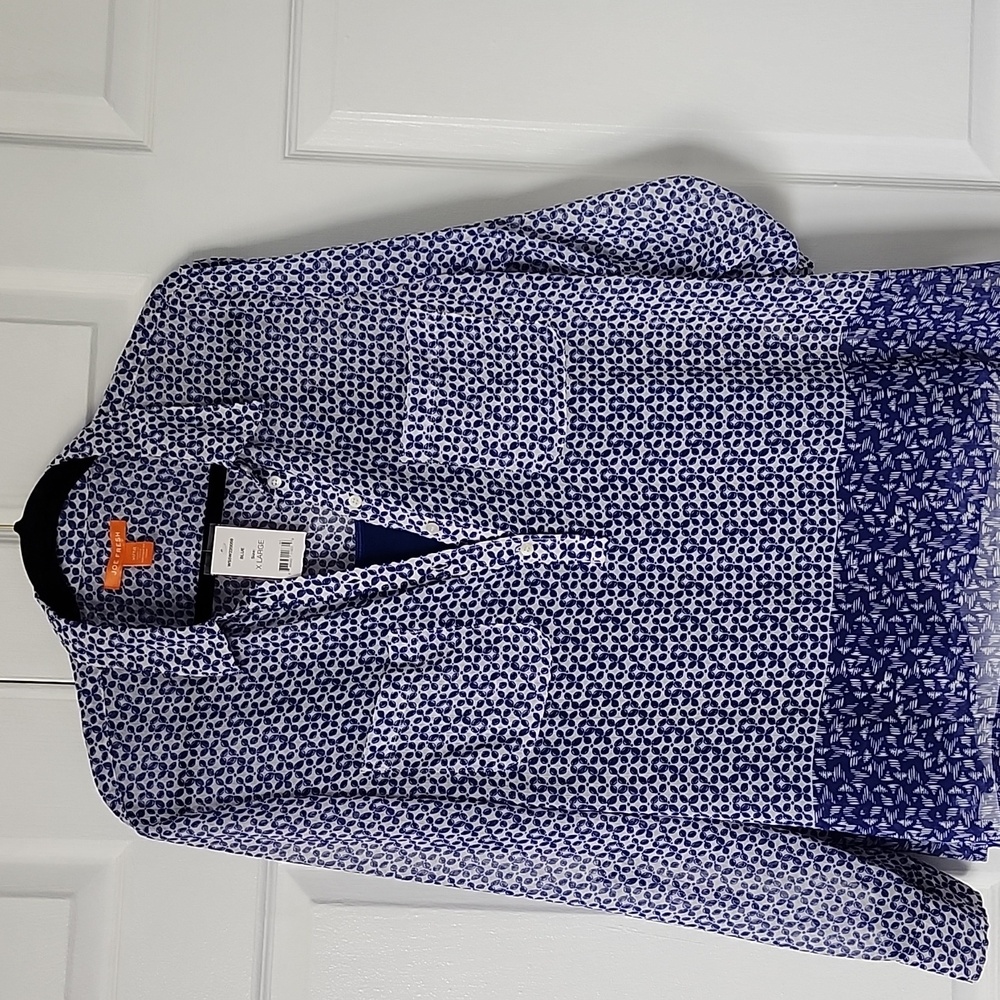 NWT Joe Fresh Blue and White Patterned Blouse w/Adjustable Straps A.N.A Tank Top